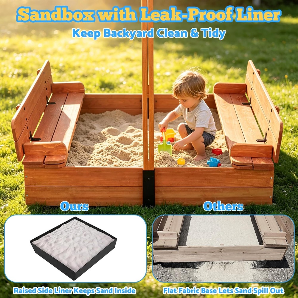 Kids Outdoor Sandbox - Bac à sable en bois pour