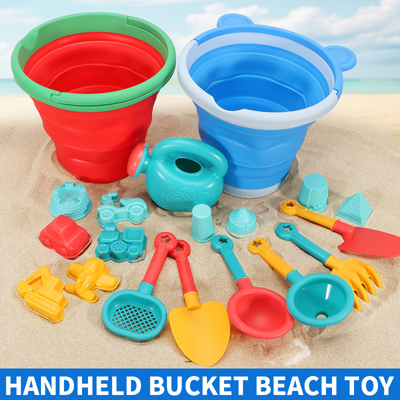 Kids Outdoor Sandbox - Ensemble de jouets de plage pliables