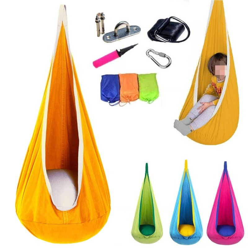 Kids Yellow Outdoor Chair - 1Pc enfants Pod balançoire siège coton