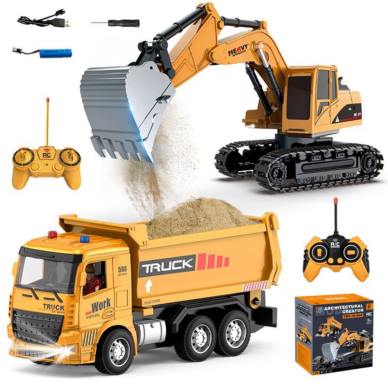 Kids Outdoor Digger - Excavatrice télécommandée en alliage avec lumières