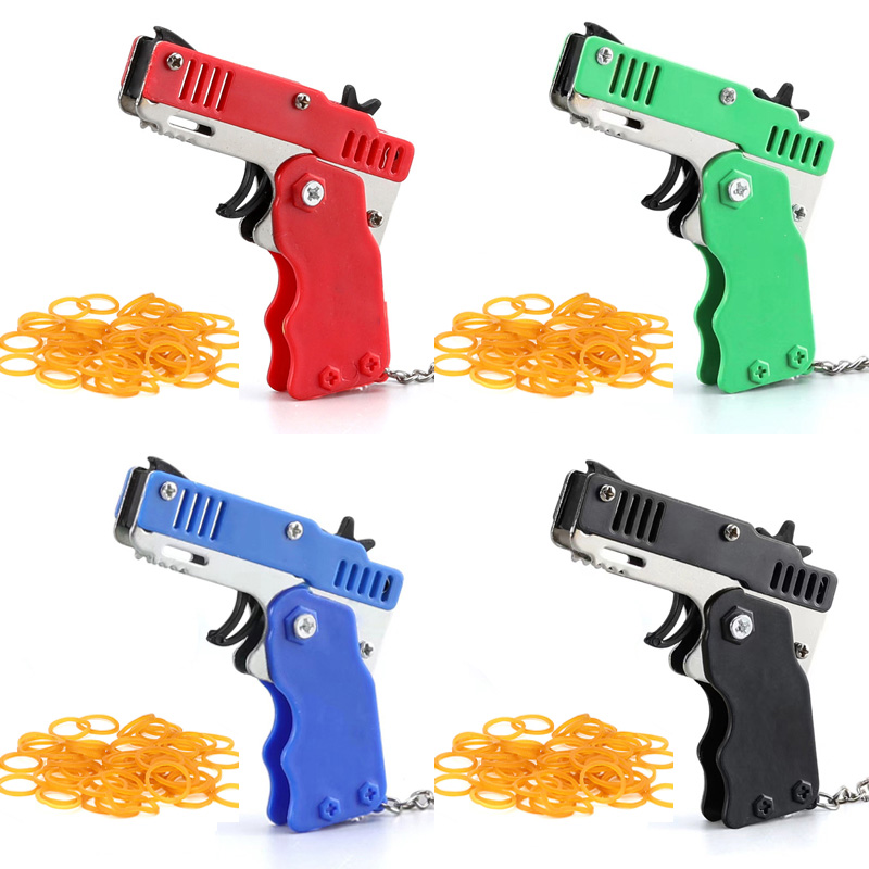 Kids Outdoor Games For Party - Mini porte-clés élastique pistolet jouet métal