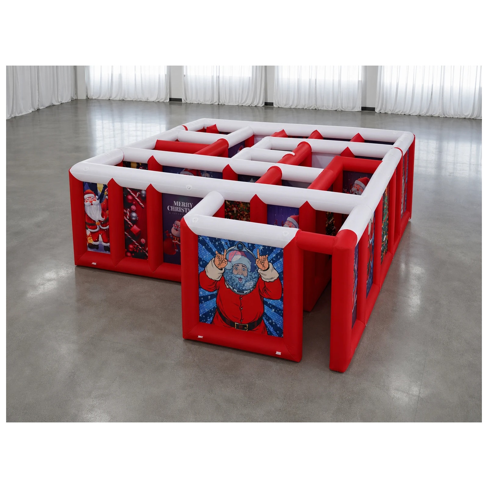 Kids Outdoor Games For Party - Grand labyrinthe gonflable rouge et blanc
