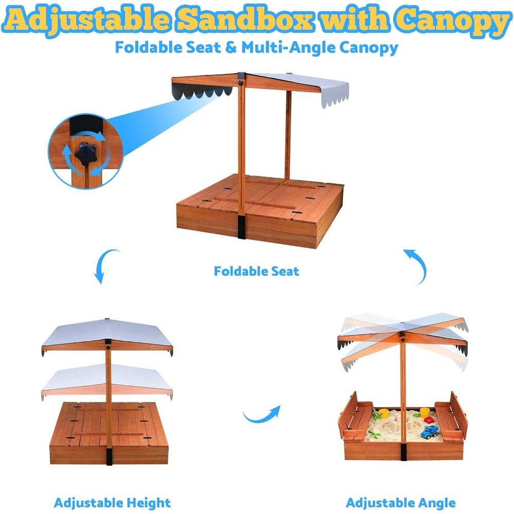 Bac à sable en bois pour enfan - Kids Outdoor Sandbox avis et prix