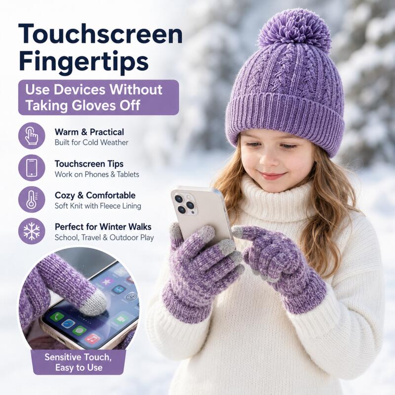 Ensemble bonnet tricoté et gan - Kids Outdoor Gloves avis et prix