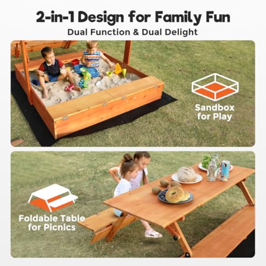 Bac à sable en bois pour enfan - Kids Outdoor Sandbox avis et prix