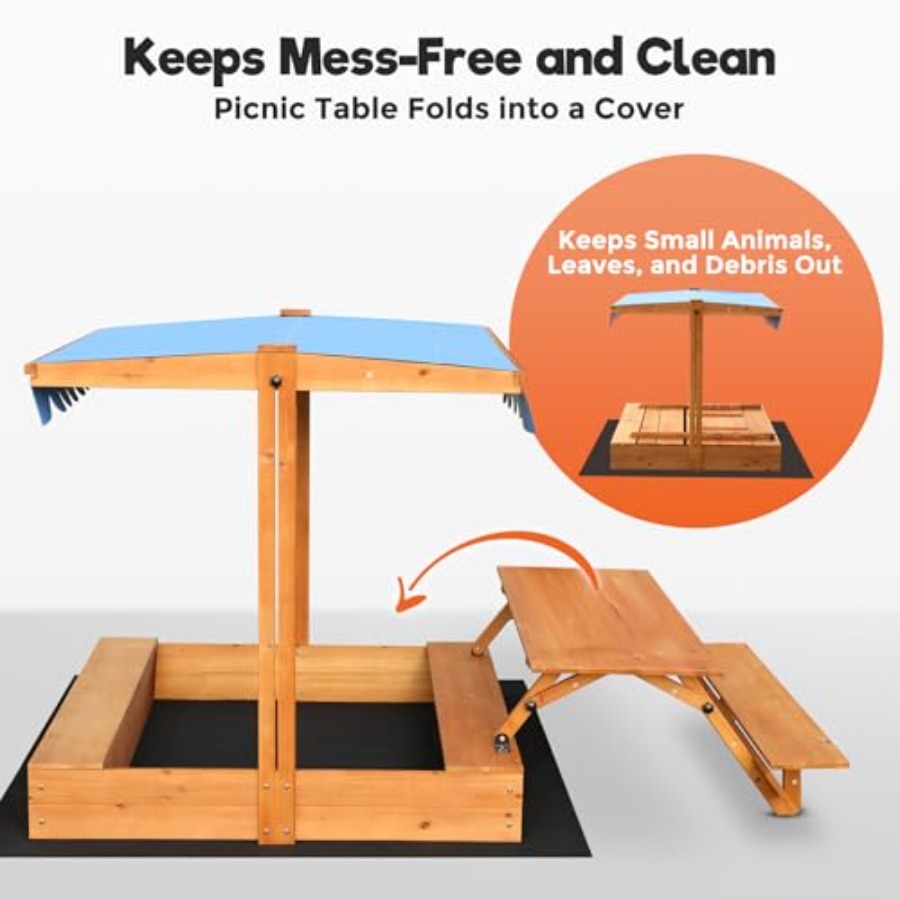 Bac à sable en bois pour enfan - Kids Outdoor Sandbox avis et prix