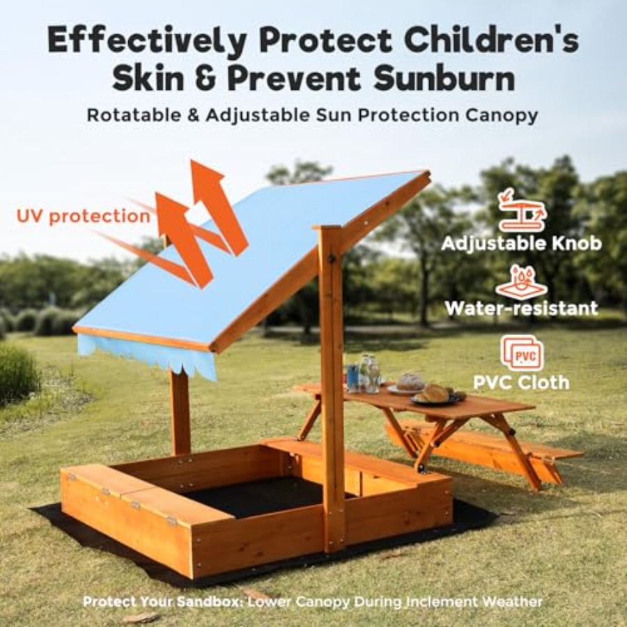 Bac à sable en bois pour enfan - Kids Outdoor Sandbox avis et prix