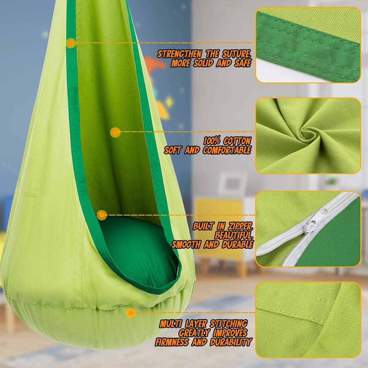 1Pc enfants Pod balançoire siè - Kids Yellow Outdoor Chair avis et prix