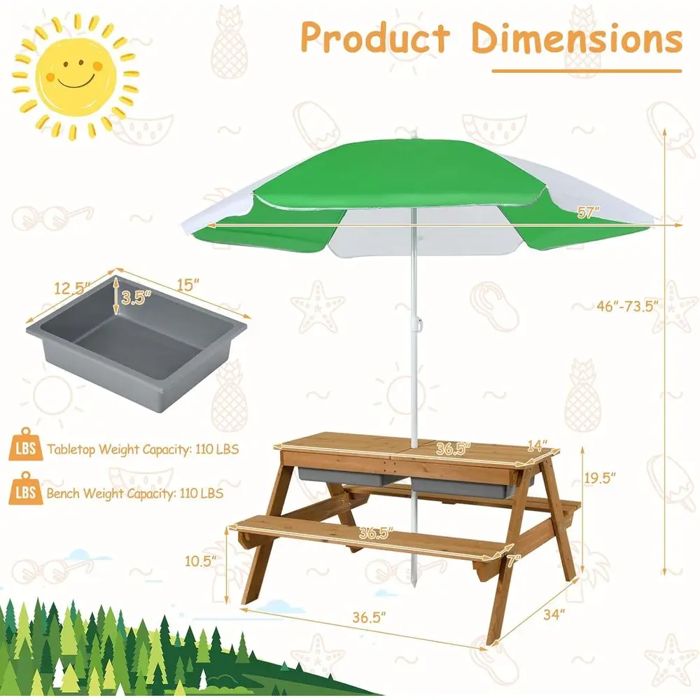 Table de pique-nique 4-en-1 en - Kids Outdoor Sandbox avis et prix