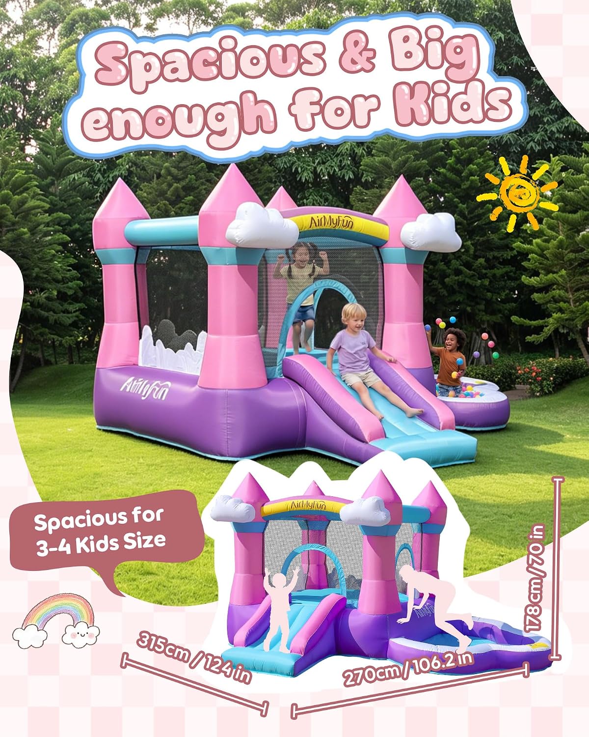 Château gonflable rose pour en - Kids Outdoor Ball avis et prix